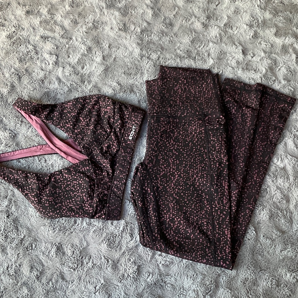 ECHT Black and Pink Speckled Leggings Set